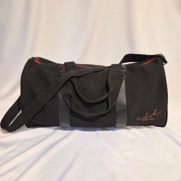 Other Handbags - Billie Eilish Merch Black Duffle Weekender Gym Bag Pink Signature Logo Red Zip